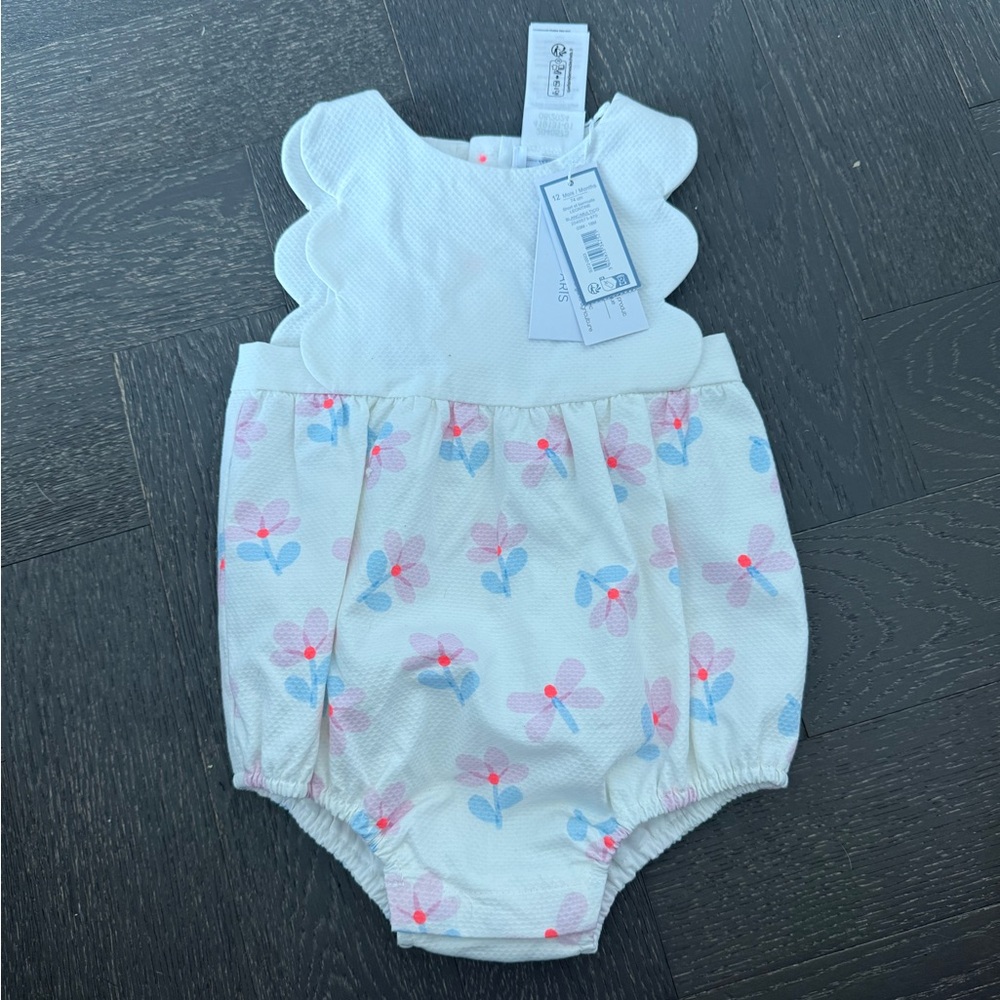 Jacadi White and Pink Floral Romper